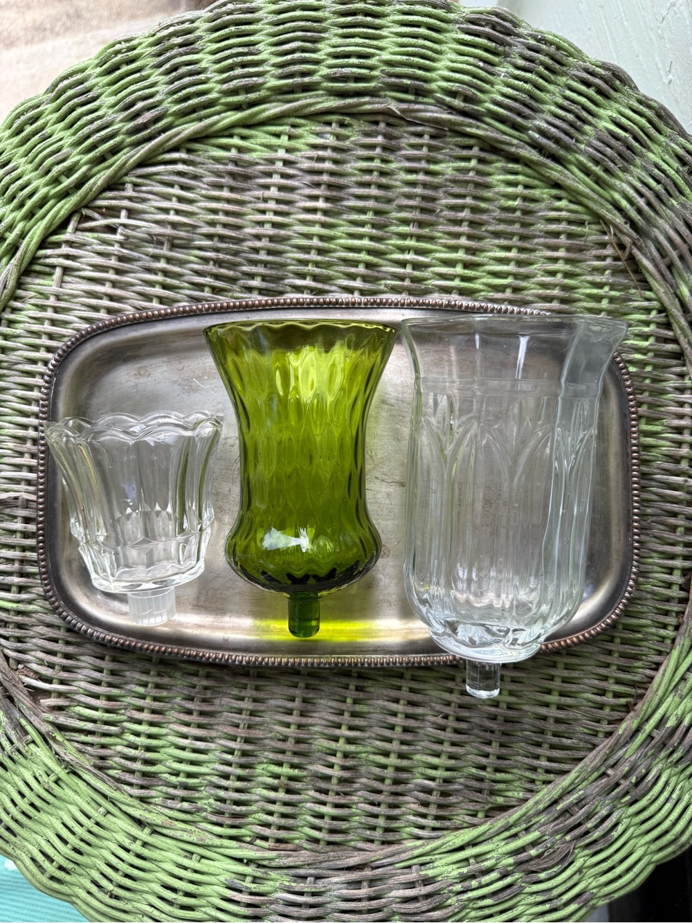Vintage Glass Votive Candle Holders -Set of 3